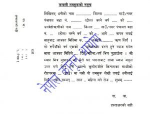 कपाली तमसुकको ढाँचा
