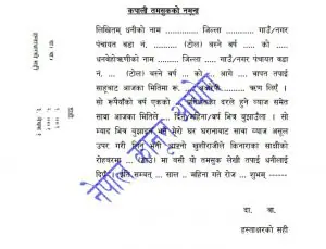 कपाली तमसुकको ढाँचा